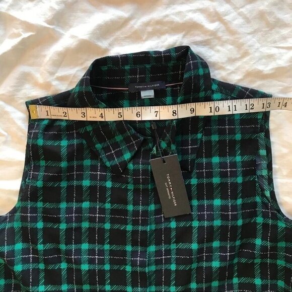 Tommy Hilfiger Sleeveless Plaid Blouse Dark Academia & Y2K Preppy Style - Picture 8 of 11